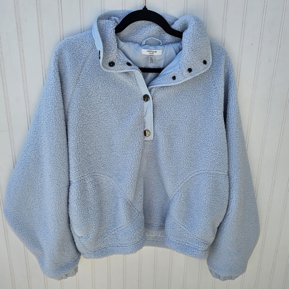 Cable & Gauge Light Blue Sherpa Pullover With Pockets Womens Small - Picture 1 of 3